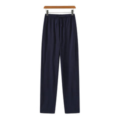 Hessel | Linnen slim fit pantalon in de kleur Blauw voor heren in Beach stijl geschikt voor alle seizoenen.