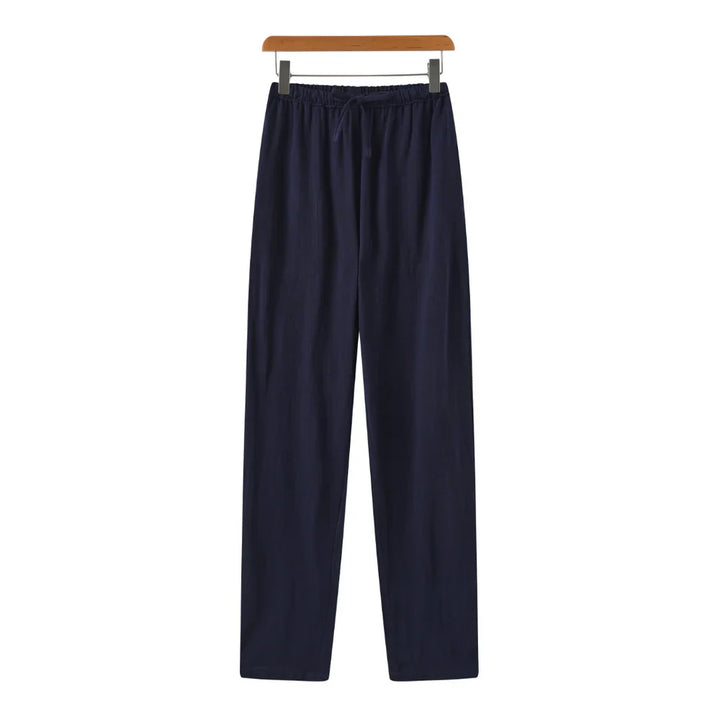 Hessel | Linnen slim fit pantalon in de kleur Blauw voor heren in Beach stijl geschikt voor alle seizoenen.