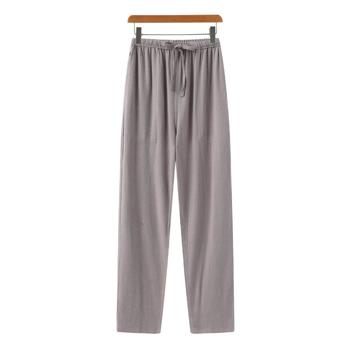 Hessel | Linnen slim fit pantalon in de kleur Grijs voor heren in Beach stijl geschikt voor alle seizoenen.