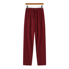 Hessel | Linnen slim fit pantalon in de kleur Rood voor heren in Beach stijl geschikt voor alle seizoenen.