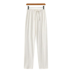 Hessel | Linnen slim fit pantalon in de kleur Wit voor heren in Beach stijl geschikt voor alle seizoenen.