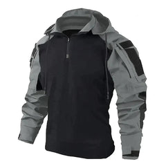 Jasper | Tactische herenpullover met capuchon in de kleur Grijs voor heren in Outdoor stijl ideaal voor de herfst.