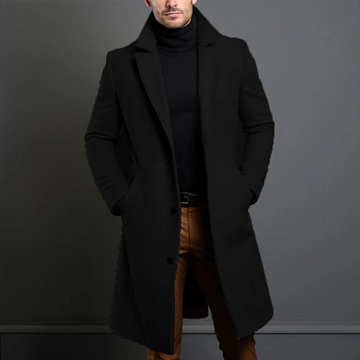 Jasper | Wollen herenjas van hoge kwaliteit in de kleur Zwart voor heren in Heritage stijl ideaal voor de winter