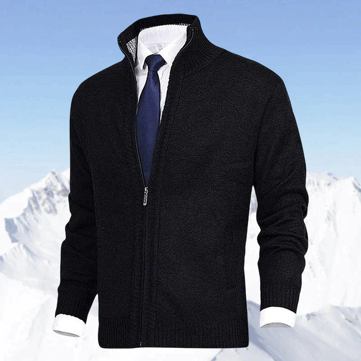 John | Elegant heren vest met rits, kraag en zakken in de kleur Zwart voor heren in stijl ideaal voor de herfst.