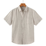 John | Linnen overhemd (korte mouw) in de kleur Beige voor in stijl ideaal voor de zomer.