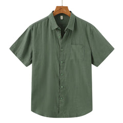John | Linnen overhemd (korte mouw) in de kleur Groen voor in stijl ideaal voor de zomer.