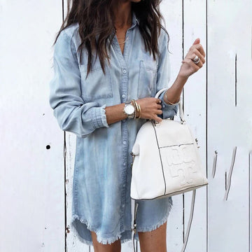 Josefine | Zomerjurk voor moderne vrouw in de kleur Lichtblauw voor dames in stijl ideaal voor de herfst.