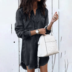 Josefine | Zomerjurk voor moderne vrouw in de kleur Zwart voor dames in stijl ideaal voor de herfst.