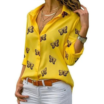Karita | Luchtige Lente Blouse in de kleur Geel voor dames in Formal stijl ideaal voor de herfst.