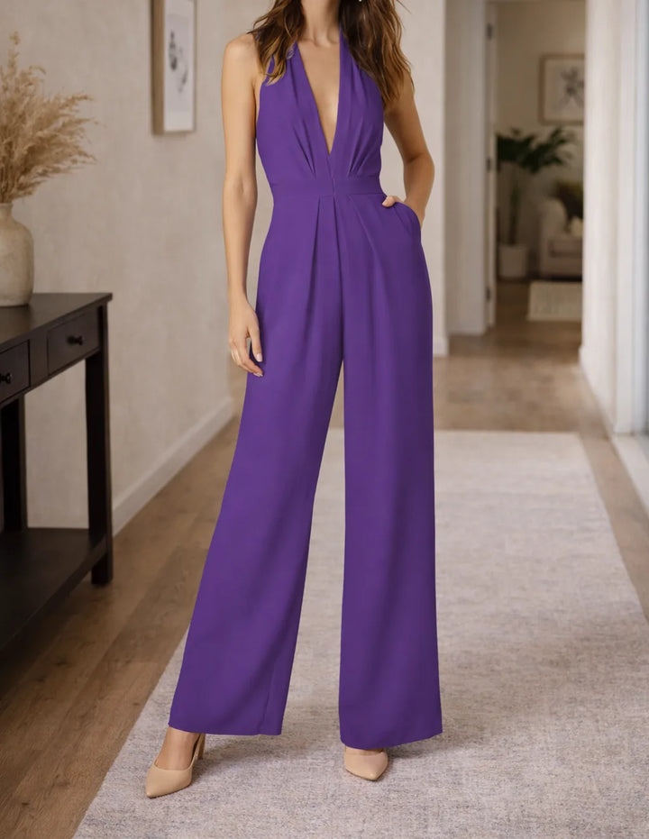 Halter jumpsuit met wijde pijpen
