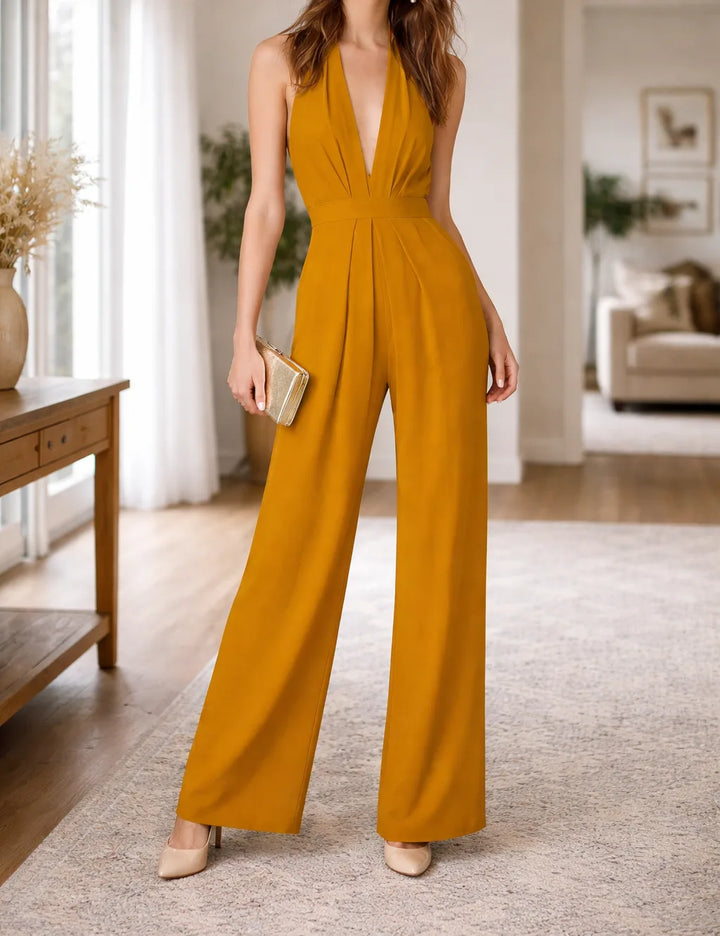Halter jumpsuit met wijde pijpen