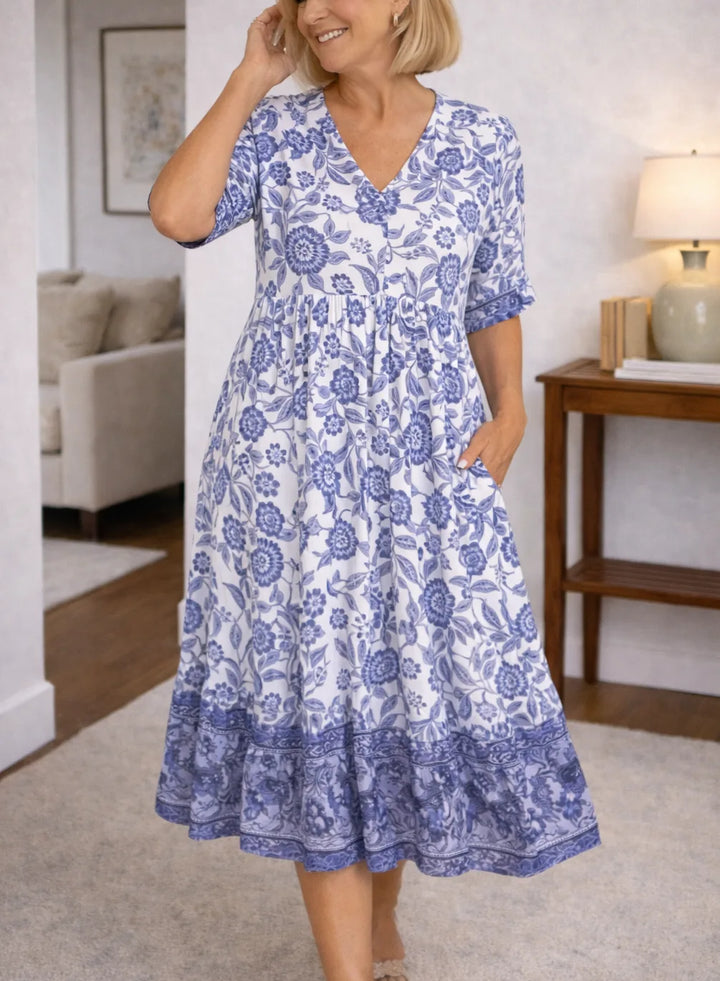 Midi jurk met bloemen
