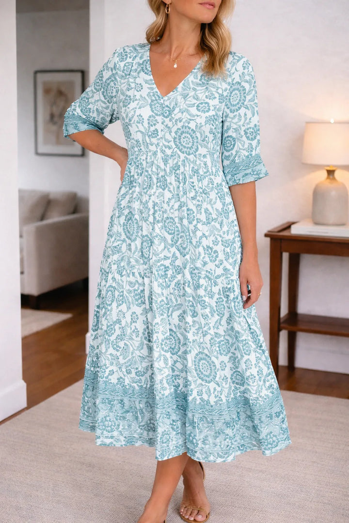 Midi jurk met bloemen