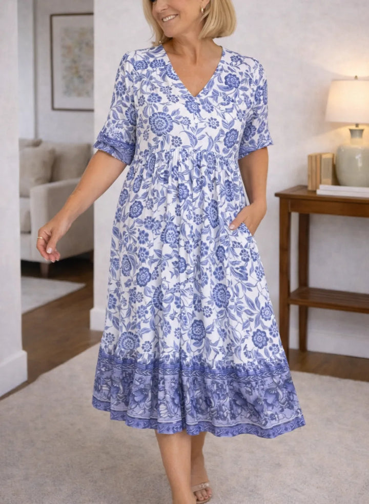 Midi jurk met bloemen