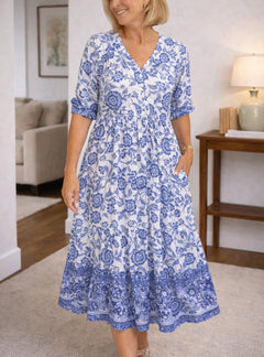 Midi jurk met bloemen