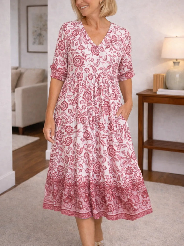 Midi jurk met bloemen