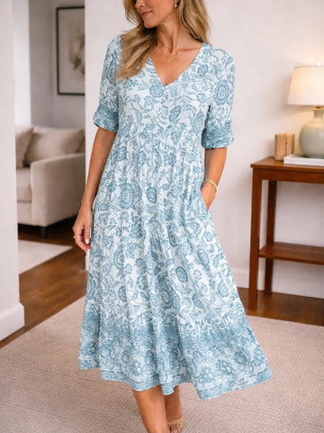 Midi jurk met bloemen