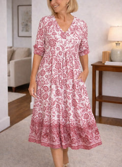 Midi jurk met bloemen