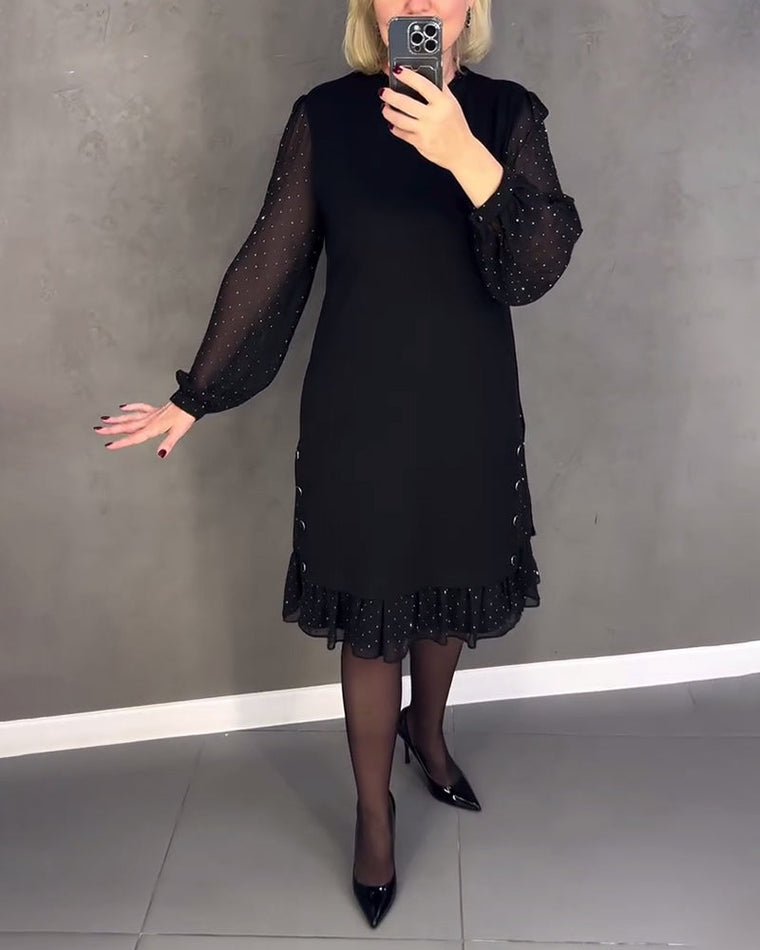 Langarmige elegante jurk met stippen