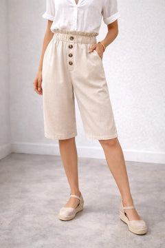 Bermuda shorts met paperbag waist