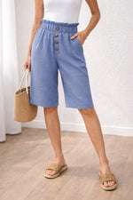 Bermuda shorts met paperbag waist