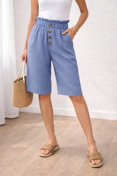 Bermuda shorts met paperbag waist