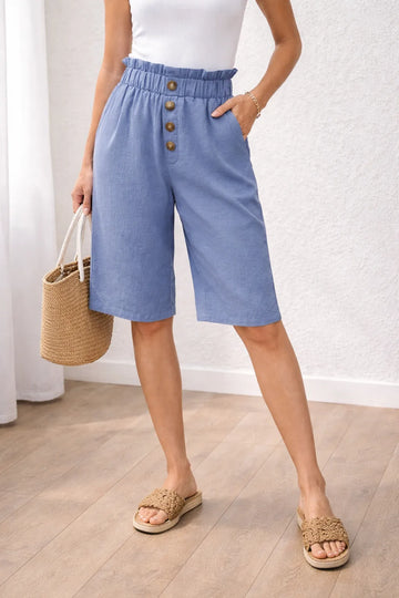 Bermuda shorts met paperbag waist