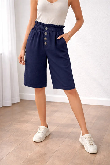 Bermuda shorts met paperbag waist
