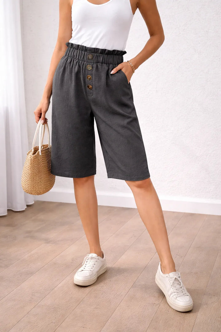 Bermuda shorts met paperbag waist