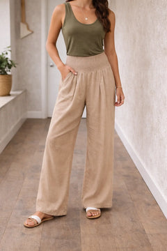 High-waisted wide-leg pants