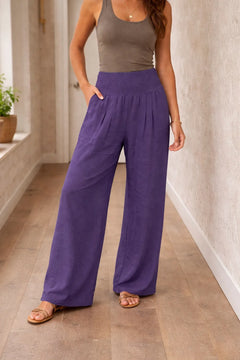 High-waisted wide-leg pants