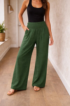 High-waisted wide-leg pants