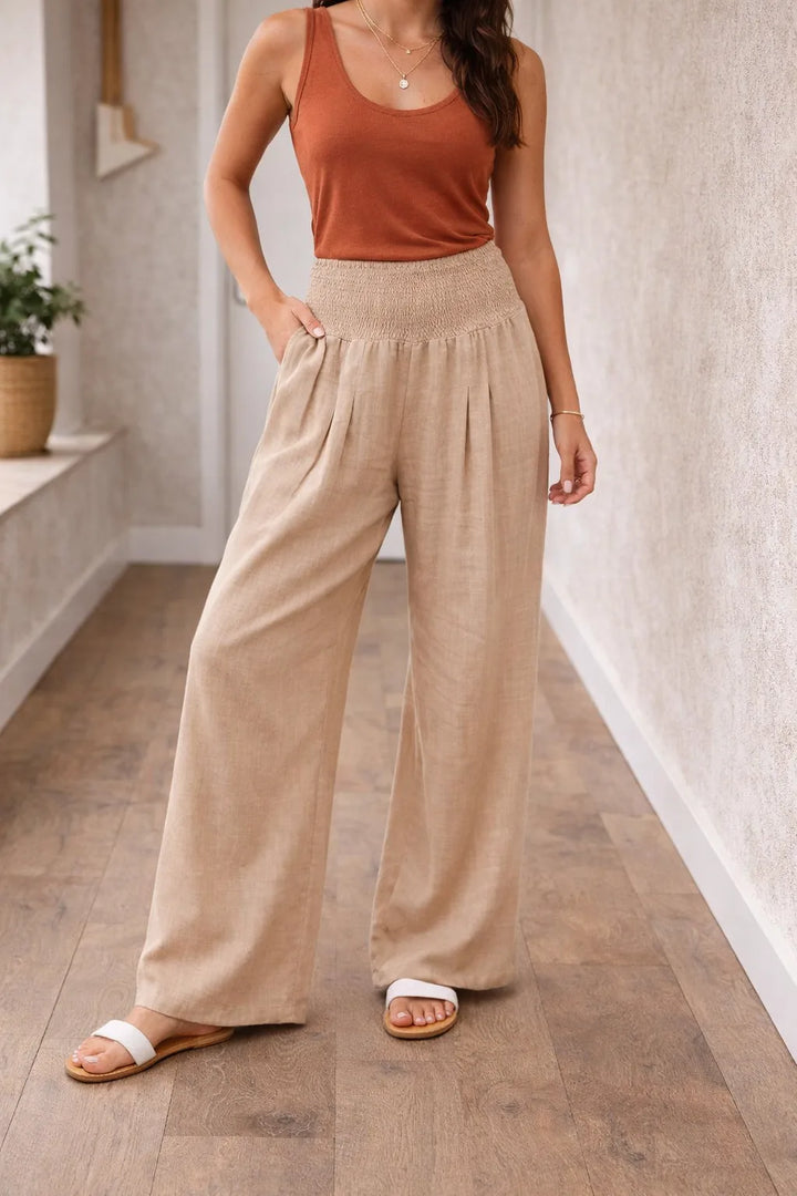 High-waisted wide-leg pants