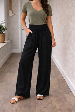 High-waisted wide-leg pants