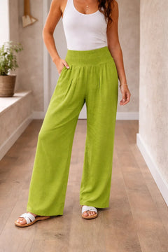 High-waisted wide-leg pants