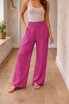 High-waisted wide-leg pants