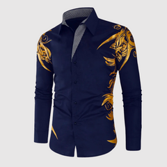 Lennart | Stijlvolle herenoverhemd met print in de kleur Blauw voor heren in stijl geschikt voor alle seizoenen.