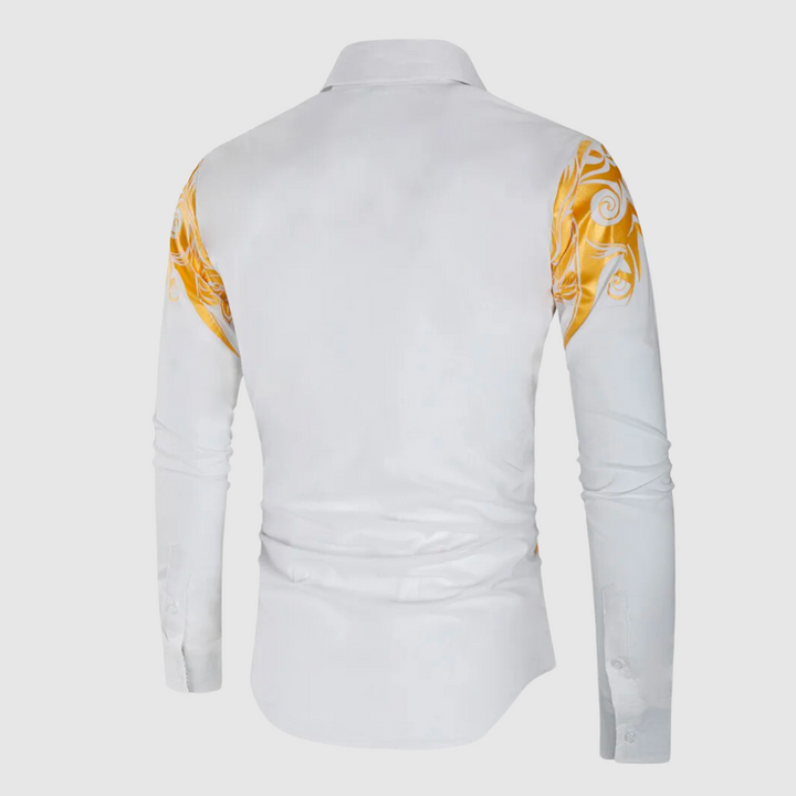 Lennart | Stijlvolle herenoverhemd met print in de kleur Zwart voor heren in stijl geschikt voor alle seizoenen.