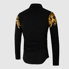 Lennart | Stijlvolle herenoverhemd met print in de kleur Zwart voor heren in stijl geschikt voor alle seizoenen.