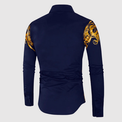 Lennart | Stijlvolle herenoverhemd met print in de kleur Zwart voor heren in stijl geschikt voor alle seizoenen.