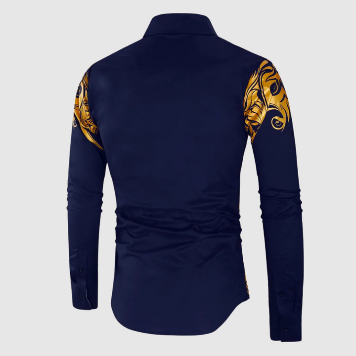 Lennart | Stijlvolle herenoverhemd met print in de kleur Zwart voor heren in stijl geschikt voor alle seizoenen.