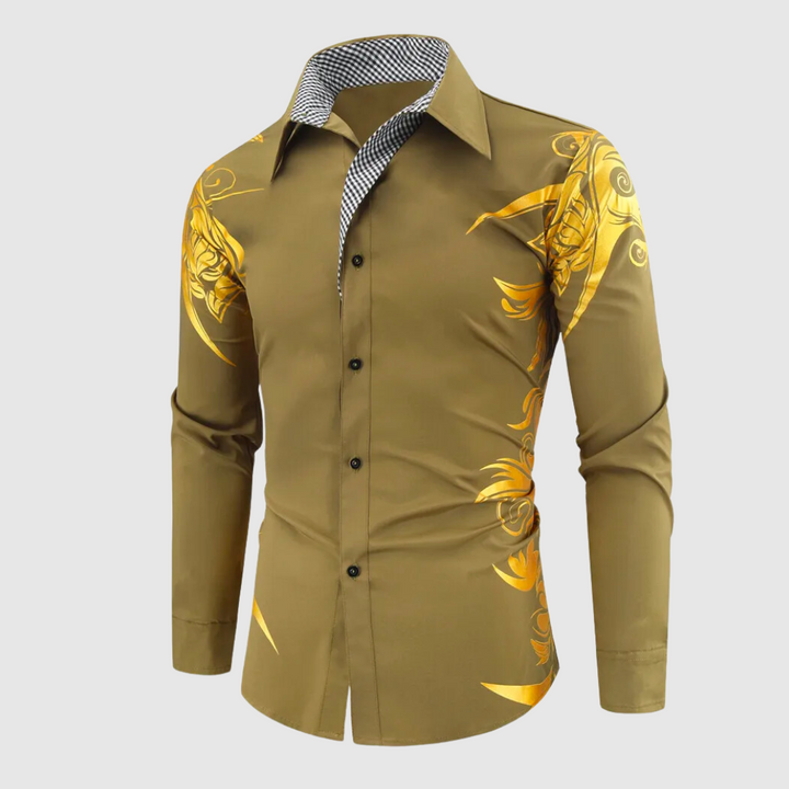 Lennart | Stijlvolle herenoverhemd met print in de kleur Groen voor heren in stijl geschikt voor alle seizoenen.