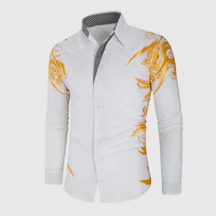Lennart | Stijlvolle herenoverhemd met print in de kleur Wit voor heren in stijl geschikt voor alle seizoenen.