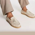 LENO | Stijlvolle en hoogwaardige leren loafers in de kleur Beige voor heren in Smart-casual stijl ideaal voor de herfst.