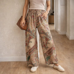 Wide leg pants met paisley patroon