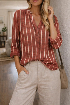 Blouse met V-hals en lange mouwen