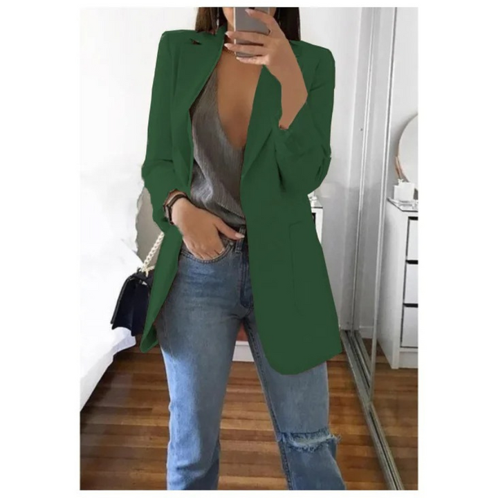 Lisa | Lange blazer voor dames in de kleur Donkergroen voor dames in Formal stijl geschikt voor alle seizoenen.