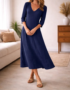 Midi jurk met V-hals
