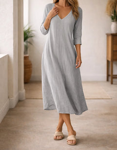 Midi jurk met V-hals