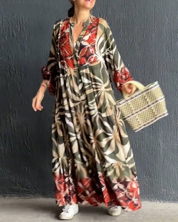 Loose fit bedrukte vakantiejurk in de kleur Groen voor dames in stijl ideaal voor de lente.